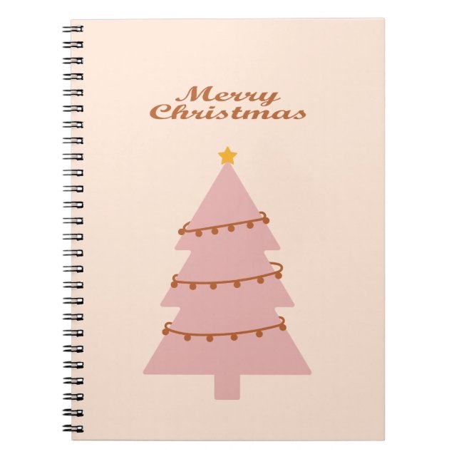 Cuaderno Árbol rosa de Feliz Navidad (Frente)