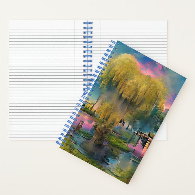 Cuaderno Árbol salvaje al atardecer junto al estanque (Interior)