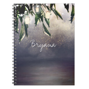 Cuaderno Árbol Sauce Llorón y Luces de Tarro de Mason Elega
