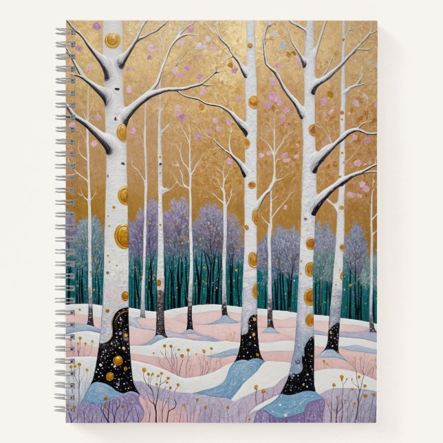 Cuaderno Arboleda de álamo dorado: Un sueño de invierno (Anverso)