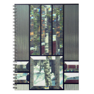 Cuaderno Árboles de abedul de vidrio biselado plata metálic