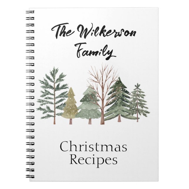 Cuaderno Árboles de acuarela en un bosque invernal (Frente)