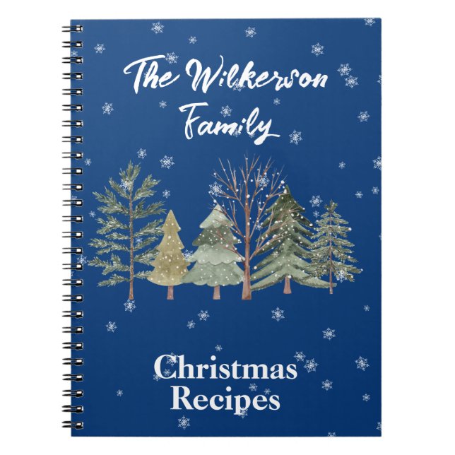 Cuaderno Árboles de acuarela en un bosque invernal nevado s (Frente)