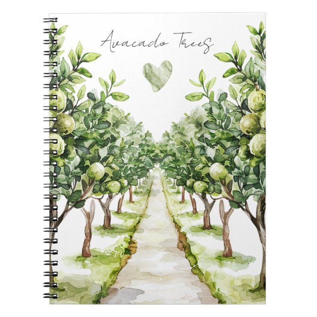 Cuaderno Árboles de aguacates de hojas verdes corazón (Frente)