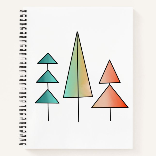 Cuaderno árboles de arcoíris modernos de mediados de siglo  (Anverso)