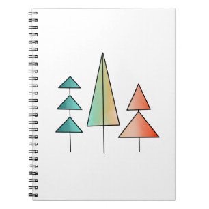 Cuaderno árboles de arcoíris modernos de mediados de siglo 