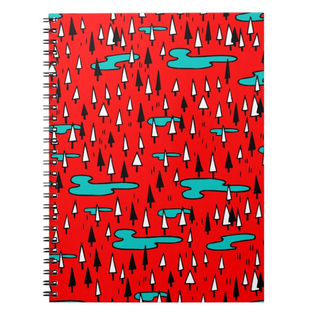 Cuaderno Árboles de mano libre: patrón de Navidades escandi (Frente)