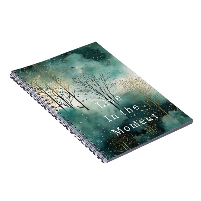 Cuaderno Árboles de Navidad de oro verde con pájaros (Lado Derecho)