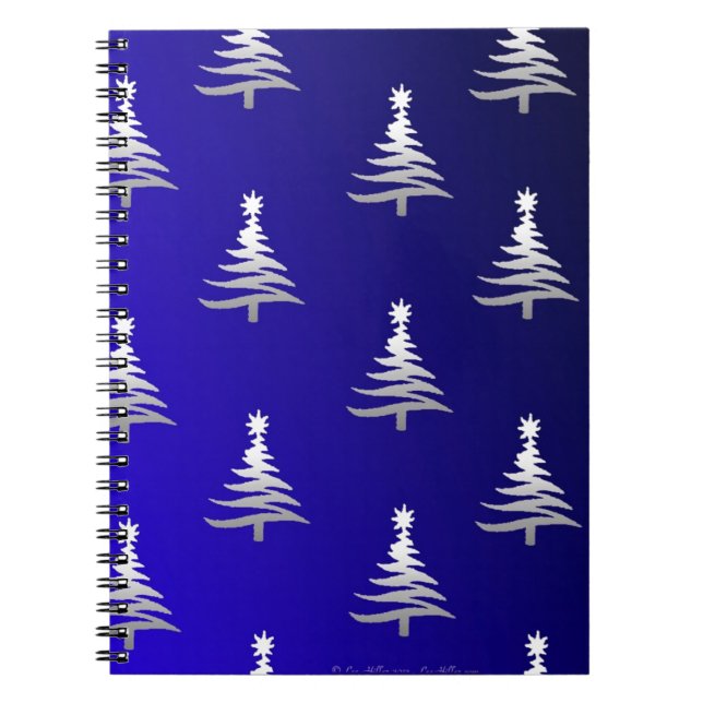 Cuaderno Árboles de Navidad plateado en azul cobalto (Frente)