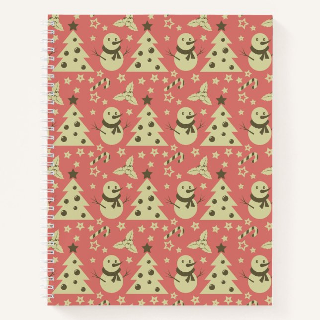 Cuaderno Árboles de Navidad retro estrella de berry caramel (Anverso)