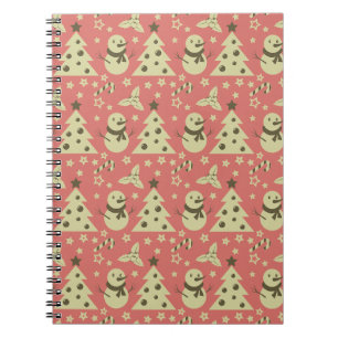 Cuaderno Árboles de Navidad retro estrella de berry caramel