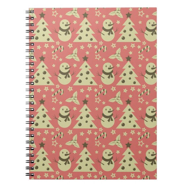 Cuaderno Árboles de Navidad retro estrella de berry caramel (Frente)