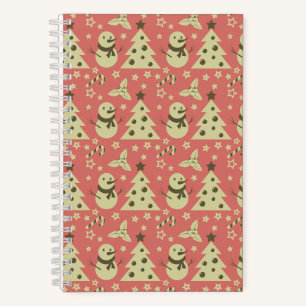 Cuaderno Árboles de Navidad retro estrella de berry caramel