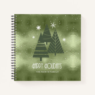 Cuaderno Árboles de Navidad y copos de nieve Green ID863