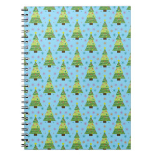 Cuaderno Árboles de Navidad y Copos de Nieve Patrón Repetid