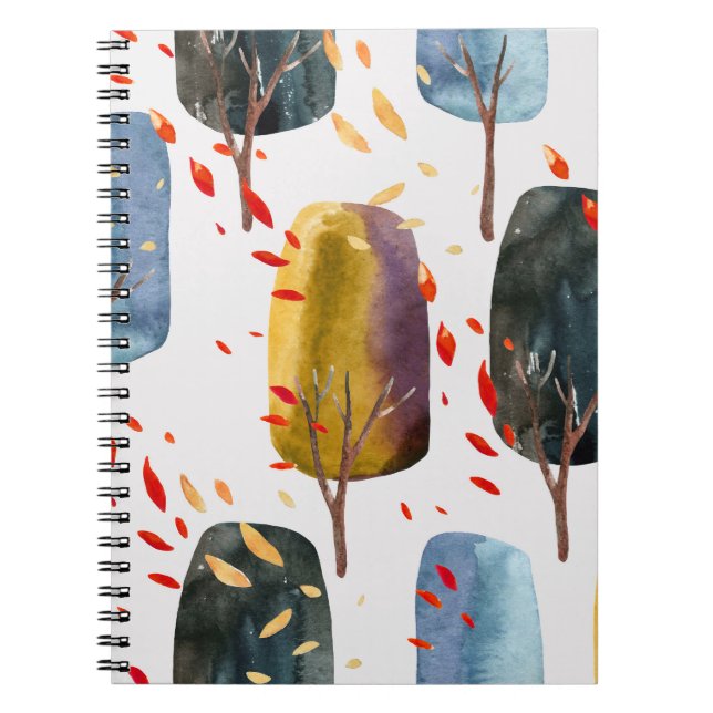 Cuaderno Árboles de otoño: acuarela pintada a mano sin foco (Frente)