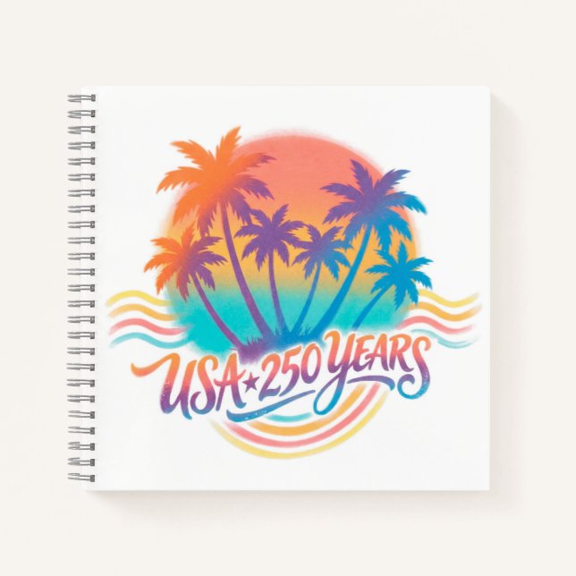 Cuaderno Árboles de palma del 250 aniversario de EE. UU.  (Anverso)