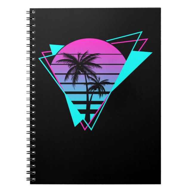 Cuaderno Árboles de palmas geométricas de vaporolas estétic (Frente)