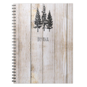 Cuaderno Árboles de Pino Rústicos Madera Simple Campo