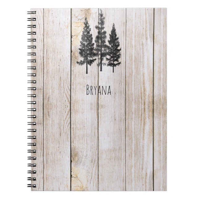 Cuaderno Árboles de pino rústicos País simple de madera (Frente)