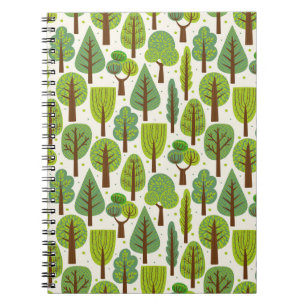 Cuaderno Árboles de verano: patrón verde sin foco