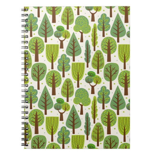 Cuaderno Árboles de verano: patrón verde sin foco (Frente)