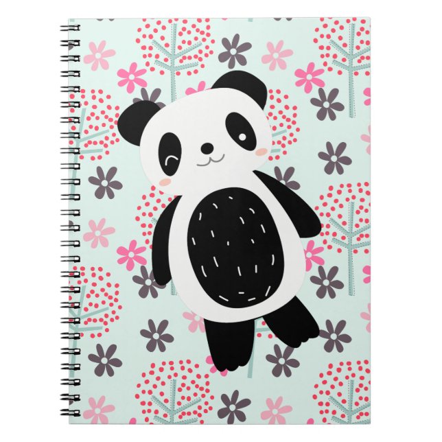 Cuaderno Árboles, flores y osos panda (Frente)