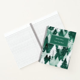 Cuaderno Árboles modernos de acuarela Escena de Navidad con