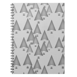 Cuaderno Árboles modernos metálicos de Navidad - gris plate