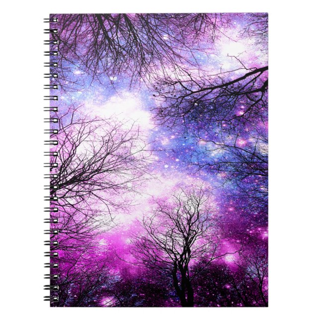 Cuaderno Árboles negros Fuchsia Violet Space (Frente)