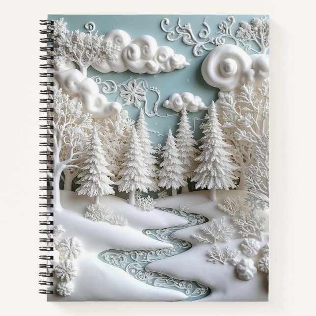 Cuaderno Árboles nevados y patrones helados (Anverso)