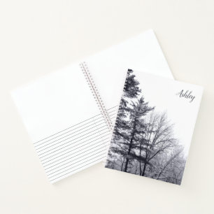 Cuaderno Árboles recubiertos de nieve con nombre personaliz