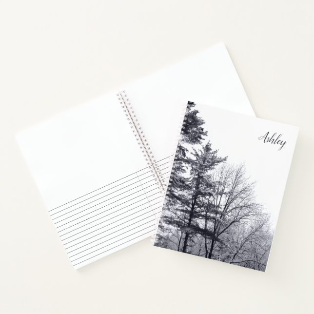 Cuaderno Árboles recubiertos de nieve con nombre personaliz (Interior)