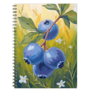 Cuaderno Arbusto de Arándanos Pintura Acuarela de Frutas