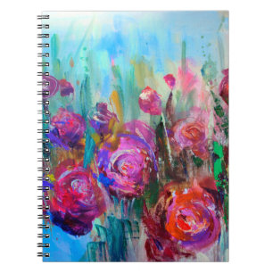 Cuaderno Arbusto de flores de peones, pinturas modernas, ac