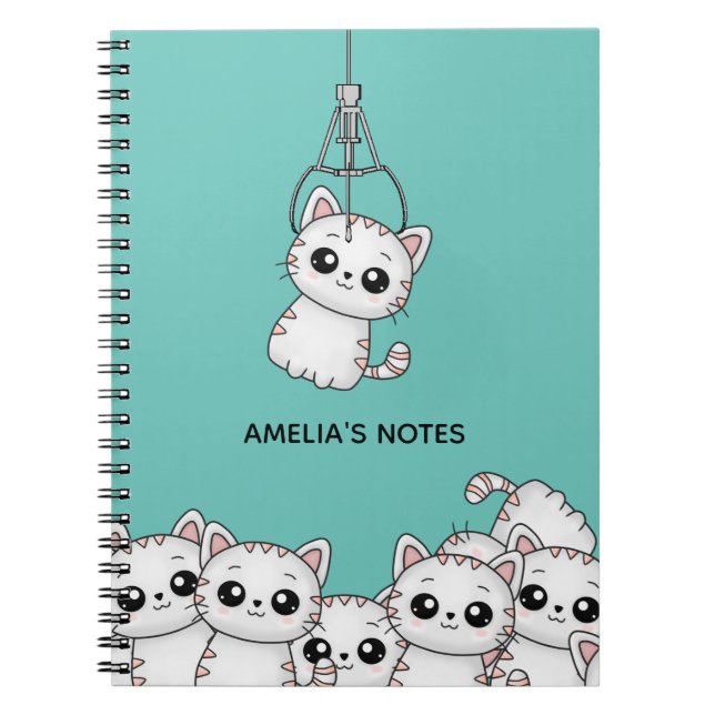 Cuaderno Arcade Claw Cute Kitten Grabber Personalizado (Frente)