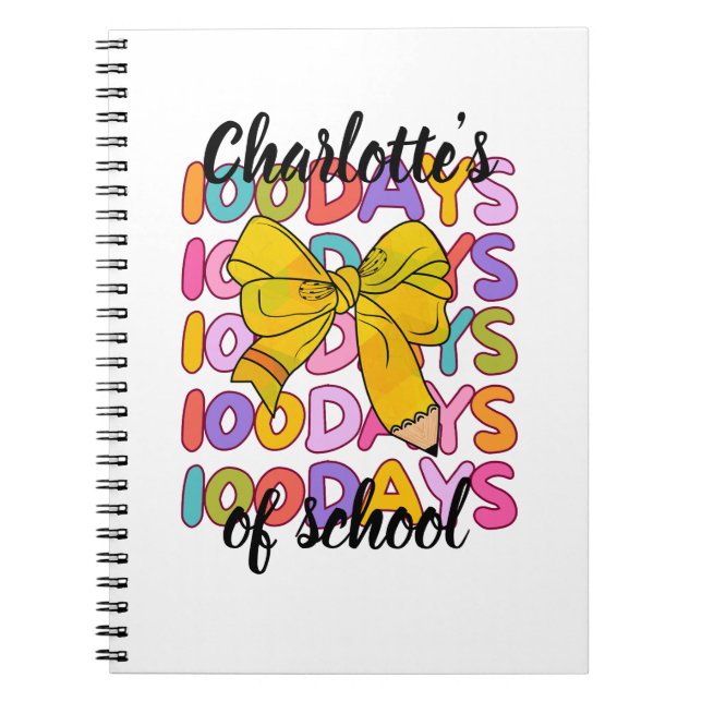 Cuaderno Arco de lápiz amarillo de 100 días de escuela colo (Frente)