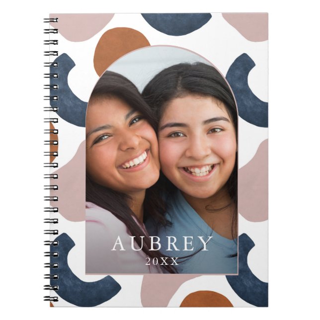 Cuaderno Arco fotográfico de resumen azul y Rosa moderno (Frente)