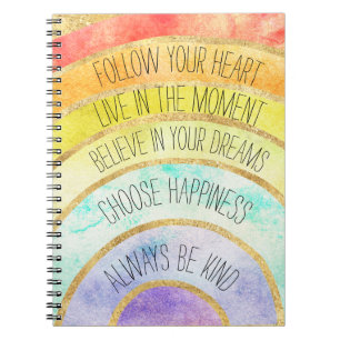 Cuaderno Arco iris inspirador de las citas