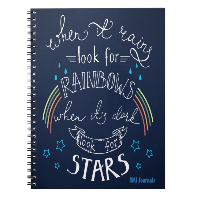 Cuaderno Arco iris y estrellas - diario ESPIRAL (Frente)