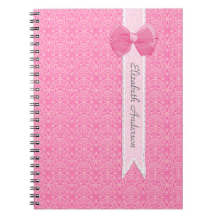 Cuaderno Arco lindo del damasco rosado bonito del medallón