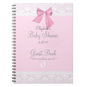 Cuaderno Arco rosado con el libro de visitas de Baby Shower