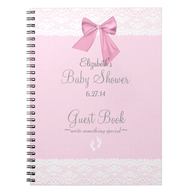 Cuaderno Arco rosado con el libro de visitas de Baby Shower (Frente)