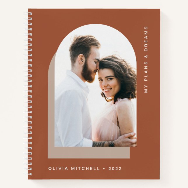 Cuaderno Arco simple | Terracota moderna con foto (Anverso)