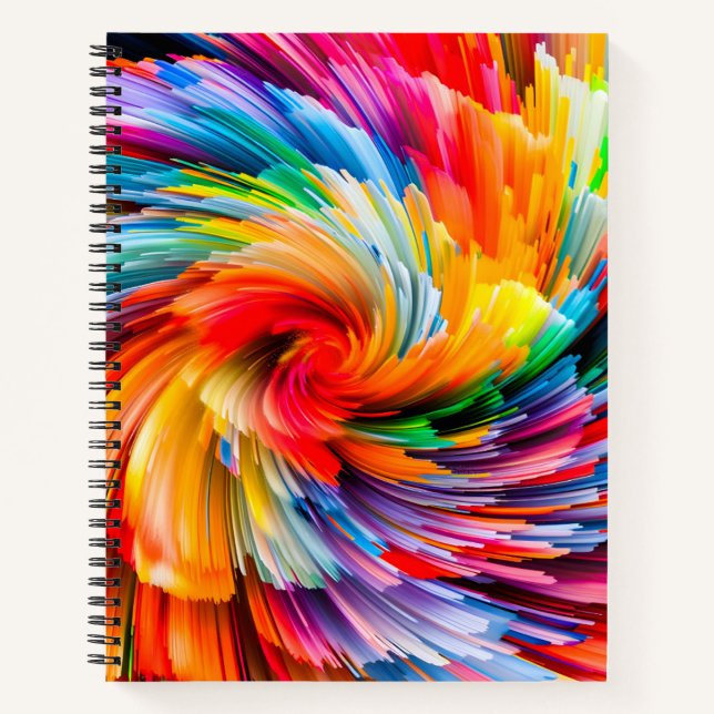 Cuaderno Arcoíris Abstracto Tornado Moderno Vibrante (Anverso)