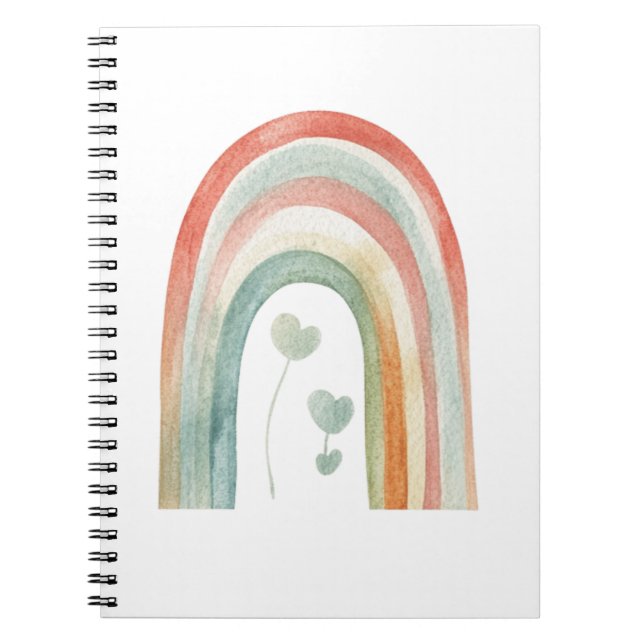 Cuaderno Arcoíris acuarela boho (Frente)