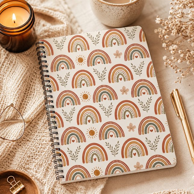 Cuaderno Arcoíris Acuarela Boho Cálido (Boho Rainbow Spiral Notebook)