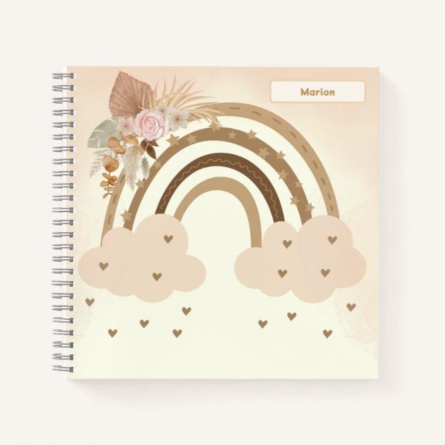 Cuaderno Arcoiris acuático con flor (Anverso)