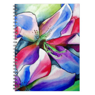 Cuaderno Arcoiris Azalea florido original pintura acuarela
