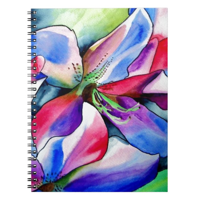 Cuaderno Arcoiris Azalea florido original pintura acuarela (Frente)